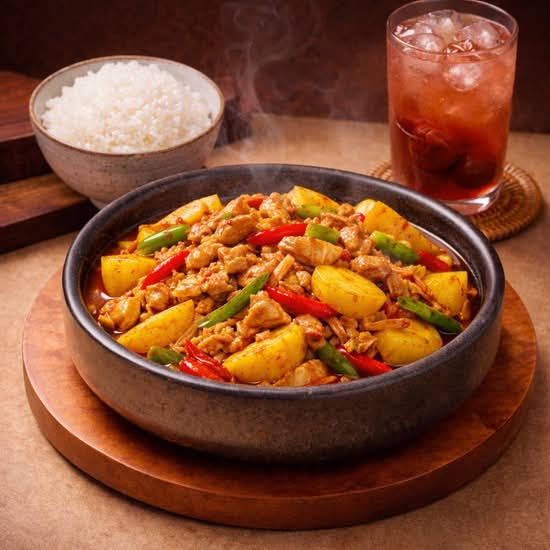 Potato Braised Chicken +Sour Plum Juice / 土豆烧鸡肉+酸梅汁